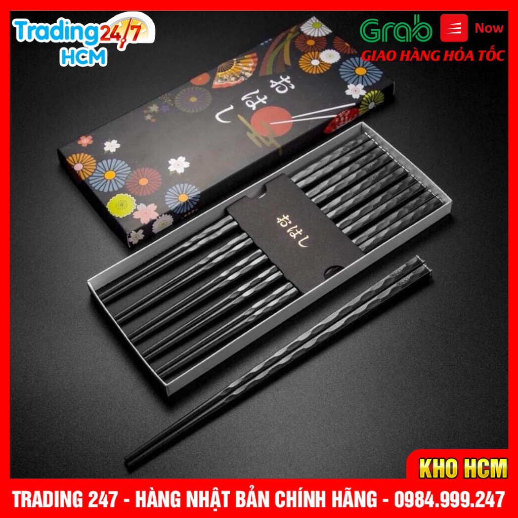 [Giao hàng HCM - 4h ] Set 5 đôi đũa sợi thuỷ tinh kháng khuẩn Shikisai tránh trơn trượt khi gắp Nội địa Nhật Bản