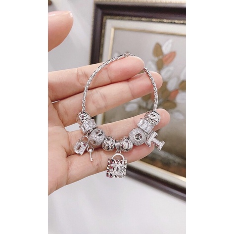 Vòng tay bạc phụ kiện tháo rời tự chọn bạc chuẩn phủ vàng trắng