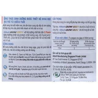 Sữa bột Abbott Grow Gold 3+ 900g (3 - 6 tuổi)