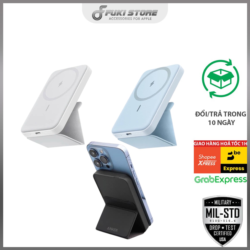 (HCM SHIP 2H)Sạc Dự Phòng Không Dây ANKER MagGo 5000 mAh hỗ trợ Magsafe cho iP 12 Pro Max/ 13 Pro Max đủ 3 màu sắc