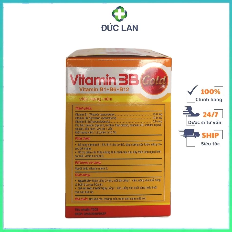 VITAMIN 3B GOLD BỔ SUNG VITAMIN NHÓM B GIÚP CẢI THIỆN TÊ BÌ TAY CHÂN, ĐAU DÂY THẦN KINH NGOẠI BIÊN