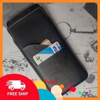 Bao da Iphone - Da bò thật - Đồ da thủ công - Màu đen BV0325  - ATShop2