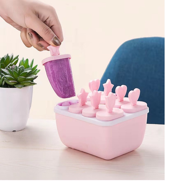 Khuôn làm kem 8 que có nắp đậy cho mùa hè mát lạnh