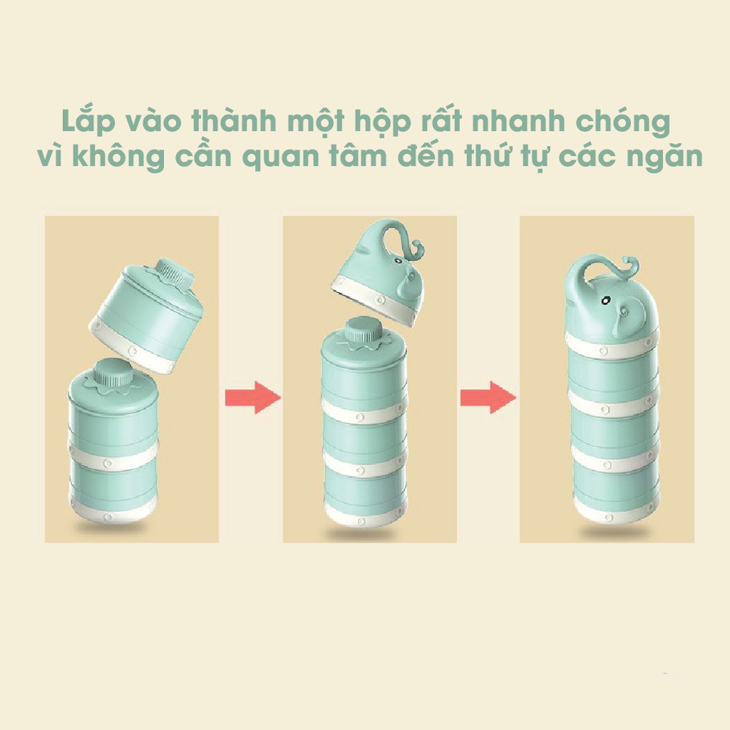 Hộp chia sữa cho bé, hộp chia thức ăn MISUTA 3 ngăn chất liệu cao cấp Hải Anh Family