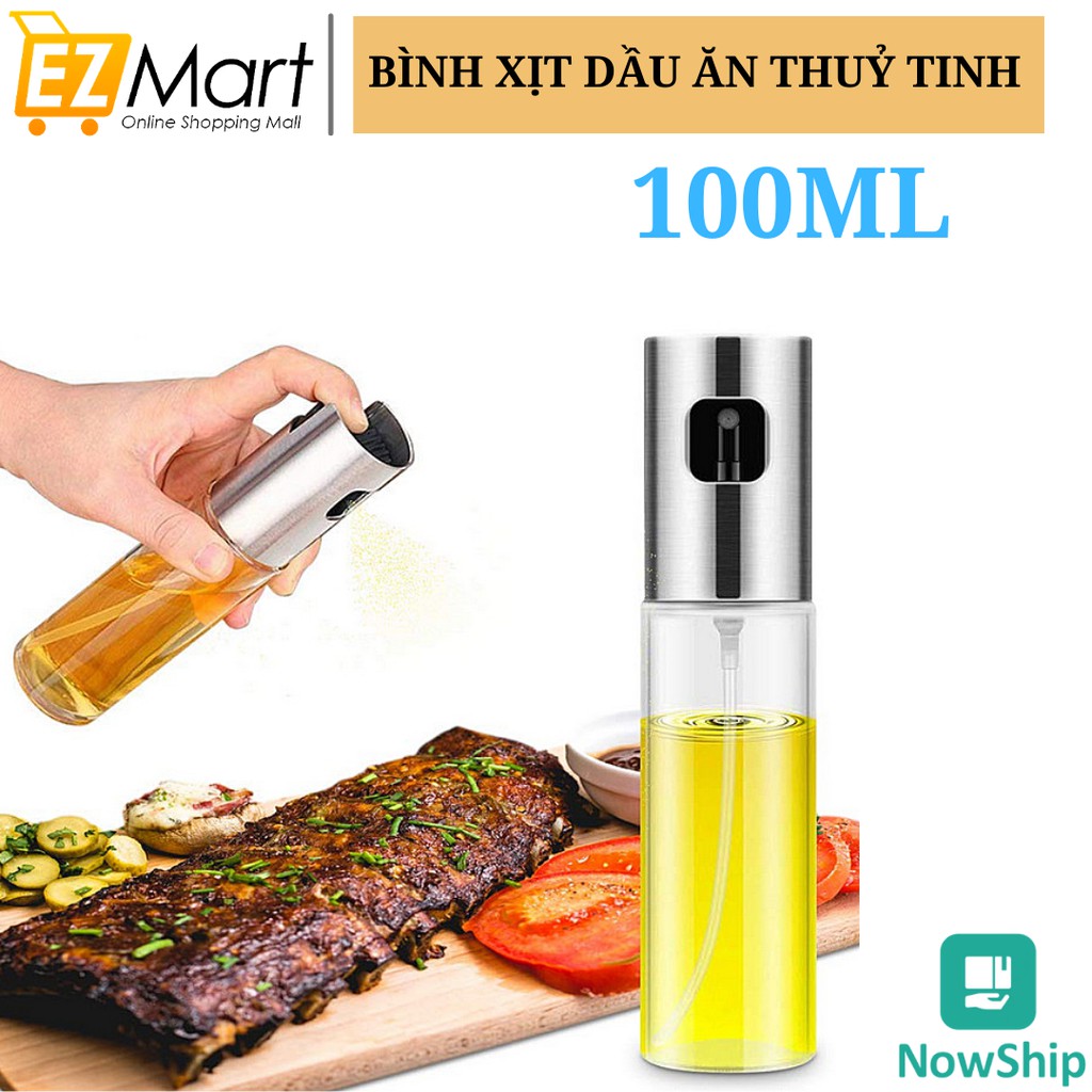 Bình Xịt Dầu Ăn, Olive, Nước, Đựng Dấm Táo, Gia Vị Phun Sương Chai Thủy Tinh Nắp Inox