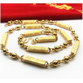 Vòng cổ nam,Dây chuyền ống trúc lớn vuông trạm rồng 4 mặt mạ vàng 24k