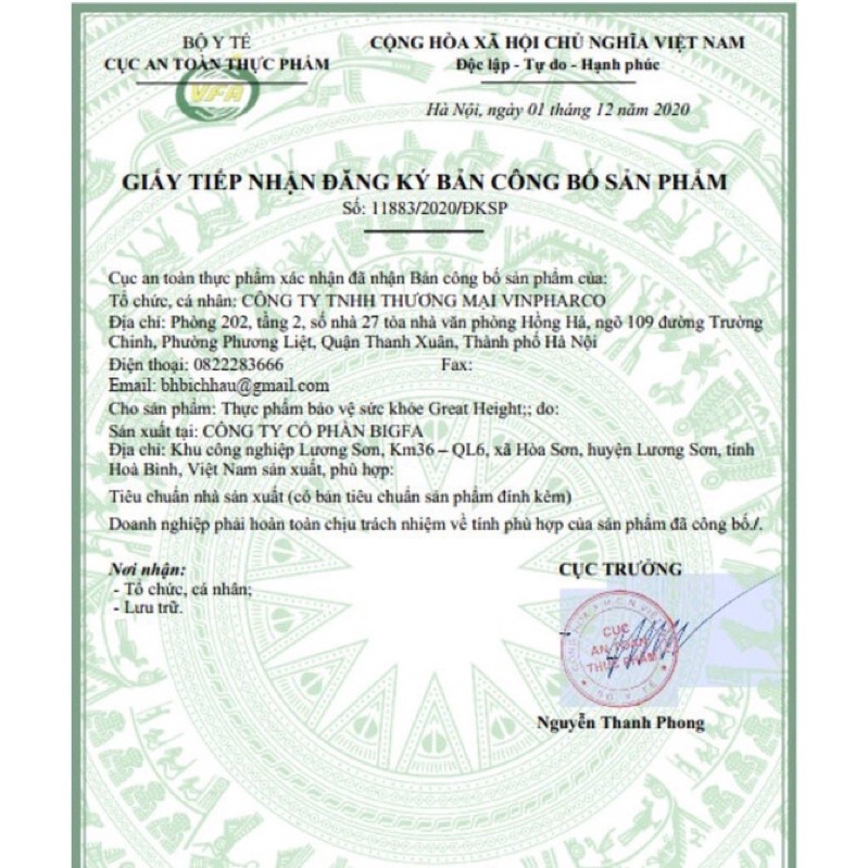 [ Cam kết chính hãng] Viên uống hỗ trợ phát triển chiều cao GREAT HIGHT TWO