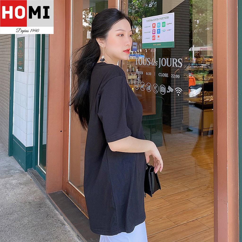 Áo Thun Basic Trơn Unisex 100% cotton, áo form nam nữ tay lỡ 5 màu trắng, đen, Xám, Nâu, Đỏ-HOMI Fashion