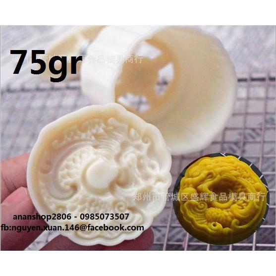 Khuôn trung thu lò xo 75gr 3D rồng, phượng, khánh, lân