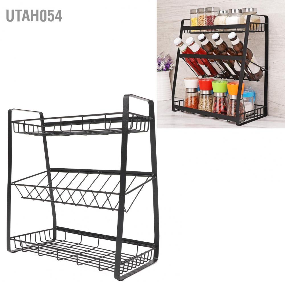 Kệ đựng gia vị 3 tầng bằng sắt màu đen cho nhà bếp