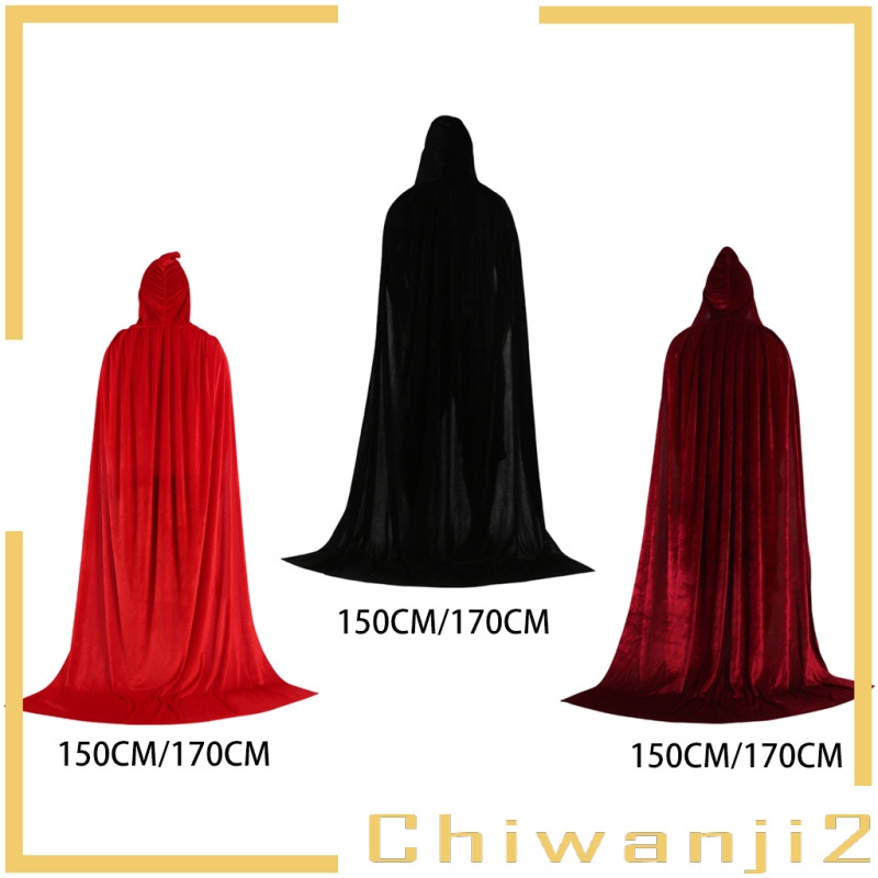 Velvet Hooded Cloak Long Robe Witch Capes Halloween Costume