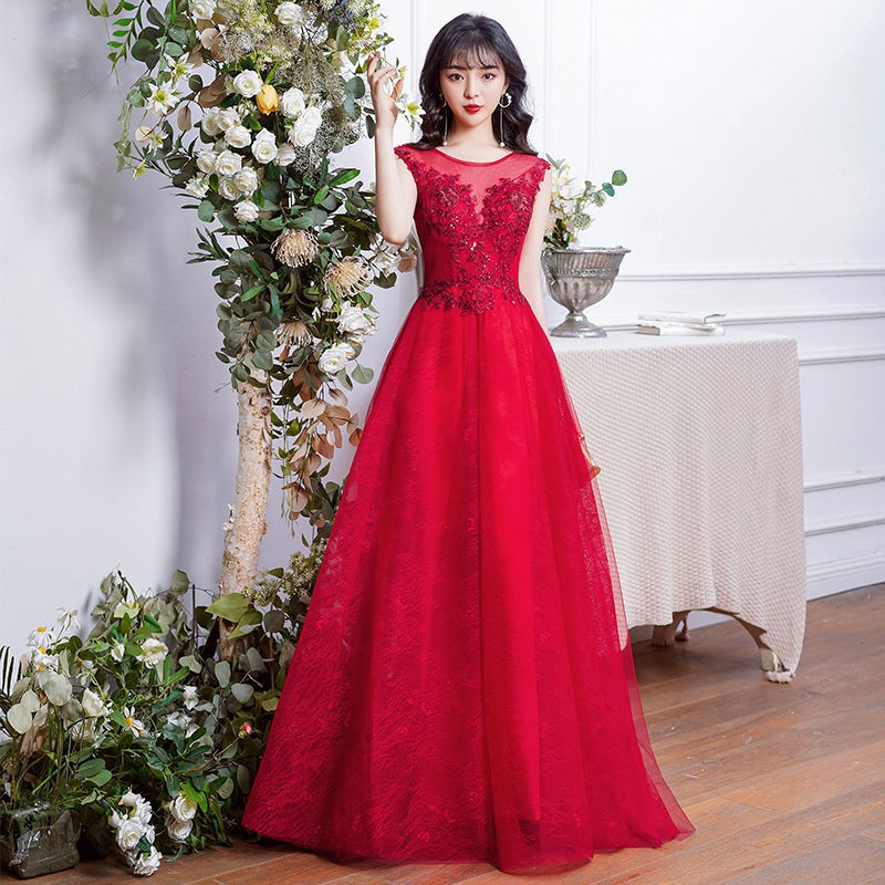 đẹp bán trướcrượu vang đỏ váy cô dâu 2021 đám cưới mùa hè mới đính hôn cửa sau dạ hội thường mặc được tính khí