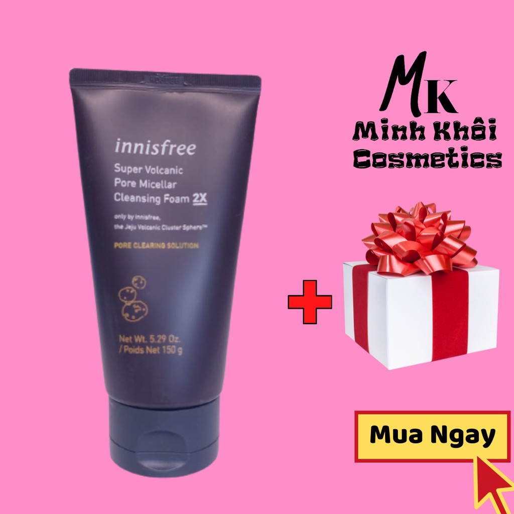Sữa Rửa Mặt Innisfree Tro Núi Lửa Super Volcanic Pore Micellar Cleansing Foam 2X (Chính Hãng)