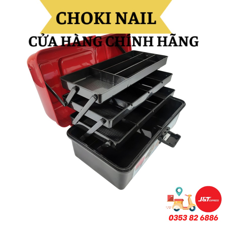 Cốp nhựa 3 tầng, Cốp nhựa đựng đồ nail 3 ngăn cao cấp dành cho thợ làm nail