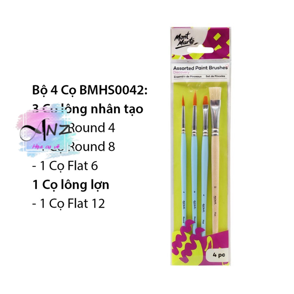 Bộ Cọ Vẽ Màu Acrylic, Màu Nước, Màu Gouche, Sơn Dầu Mont Marte-LAM