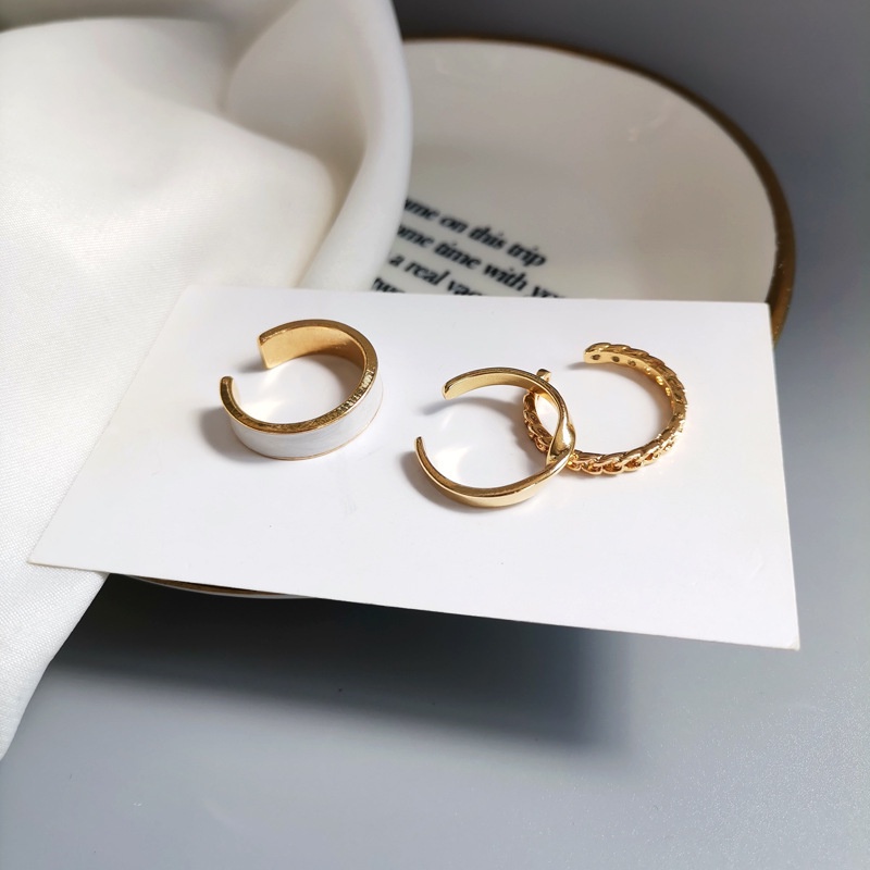 Set 3 nhẫn thiết kế đơn giản thời trang có thể điều chỉnh phong cách Hàn Quốc làm quà tặng cho nữ