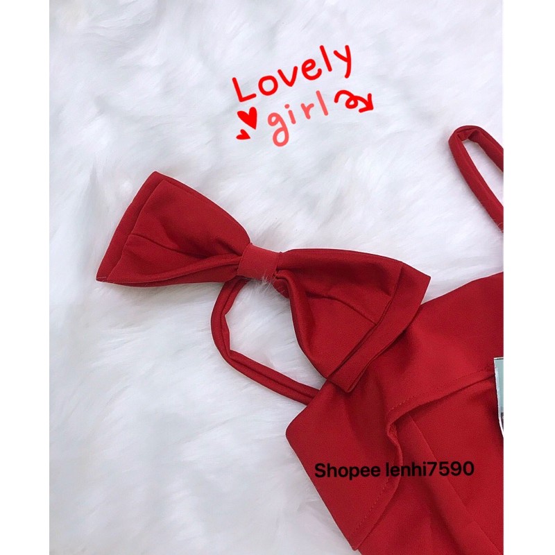 (Ảnh thật 2 màu)Đầm dự tiệc dáng xoè 1 dây 1 nơ có mút ngực giá rẻ | BigBuy360 - bigbuy360.vn