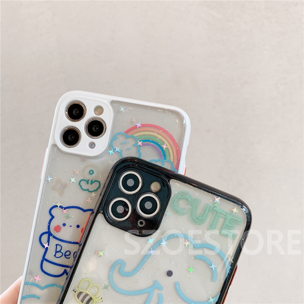 Ốp điện thoại trong suốt bao bọc toàn diện camera dễ thương cho iPhone 11 Pro Max X XS XR XSMax 8 7 6 6s Plus SE 2020