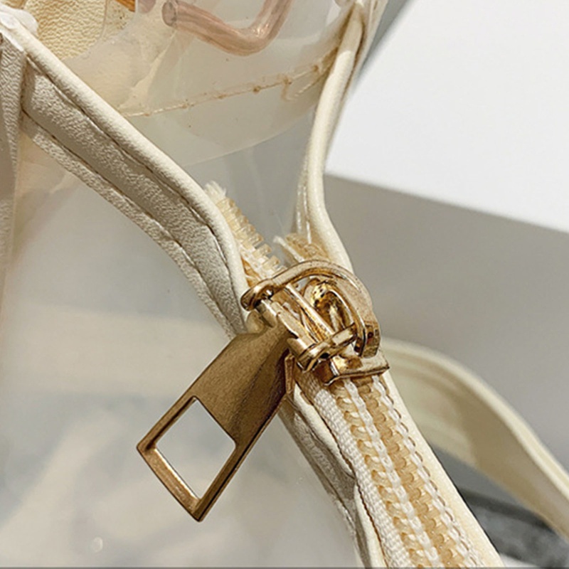 Túi Đeo Vai Trong Suốt Màu Kẹo Ngọt Có Khóa Kéo Thời Trang Đường Phố