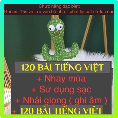 [GIÁ SỈ] Cây Xương Rồng Nhảy Múa Hát Tiếng Việt - đồ chơi nhồi bông biết nói nhại giọng sạc usb - Quà Tặng cho Bé - HCM