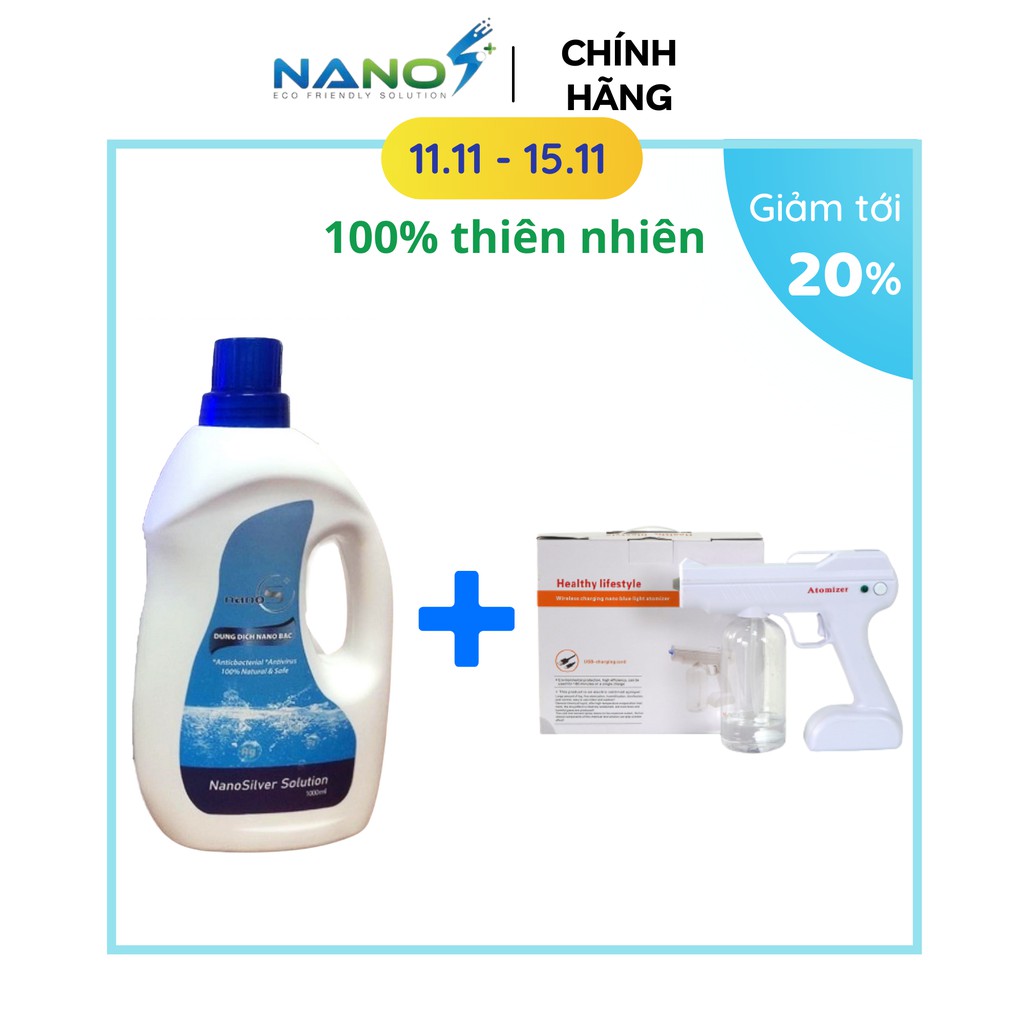 Combo máy phun khử khuẩn cầm tay + dung dịch khử khuẩn Nano Silver Sơn An Nano S+ 1000ml