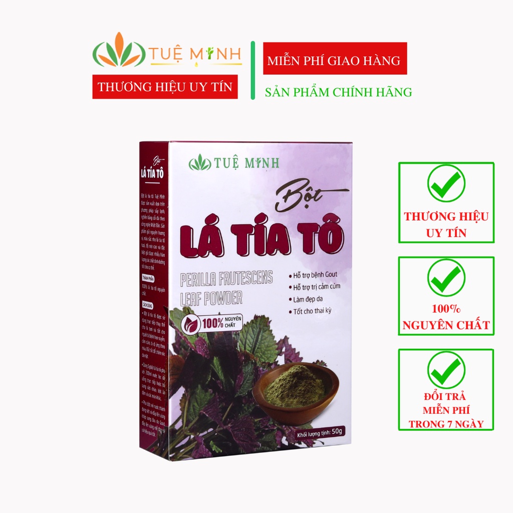 Bột tía tô sấy lạnh nguyên chất 100% Organic Tuệ Minh hộp 50g