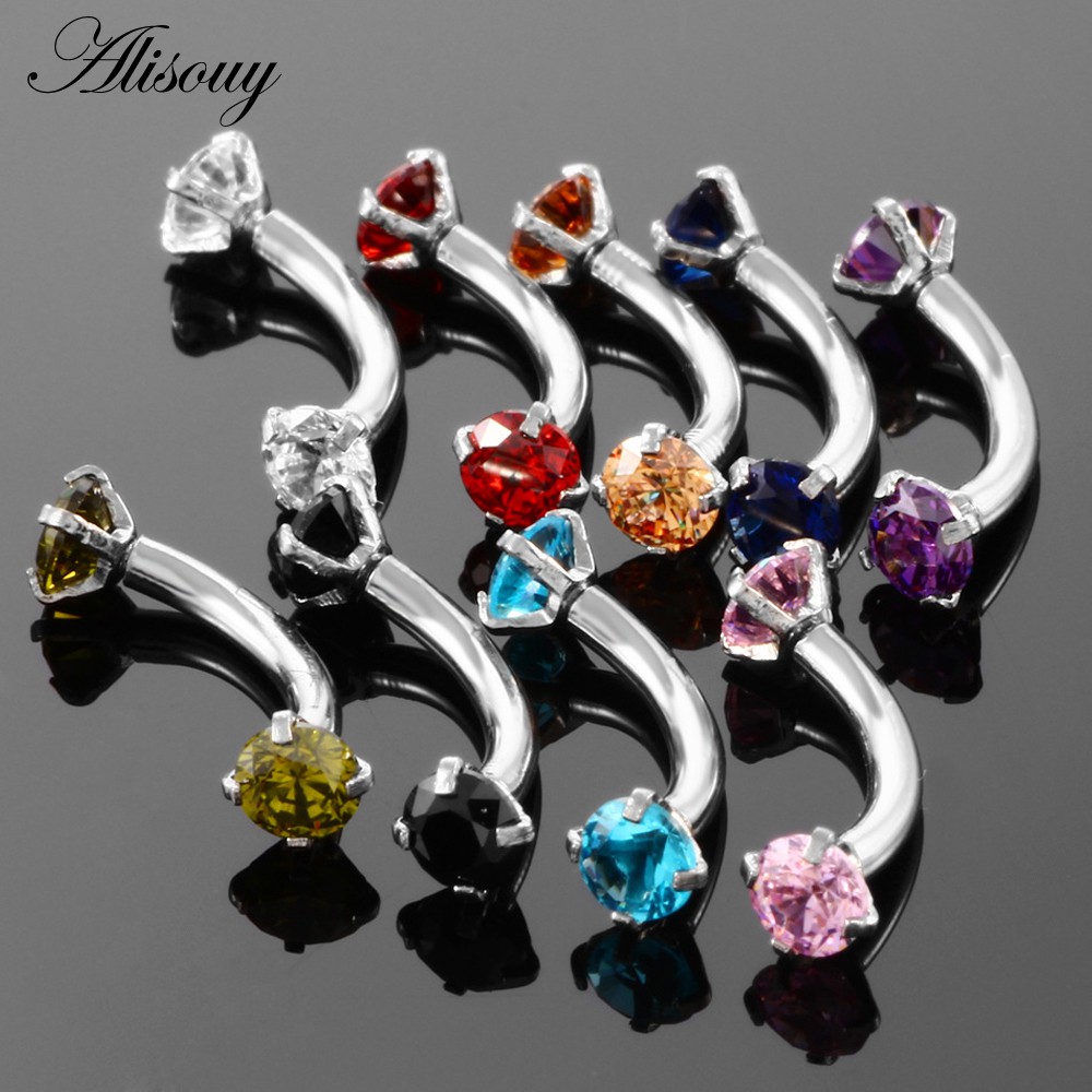 Alisouy 1 Khuyên Xỏ Cơ Thể Bằng Thép Không Gỉ 316l Đính Đá Zircon Thời Trang