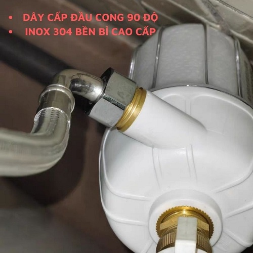 [INOX 304 LOẠI 1]  Dây cấp nước đầu cong 90 độ tiện dụng dễ lắp đặt