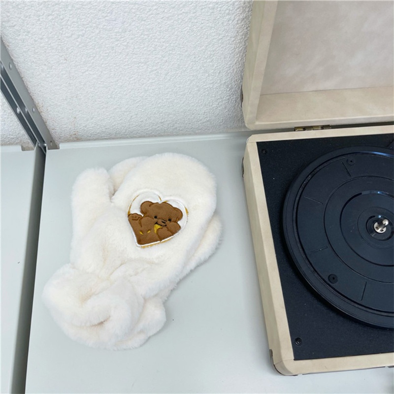 Găng Tay Lông Nhung In Họa Tiết Gấu Thời Tiết Mùa Đông Cho Nữ