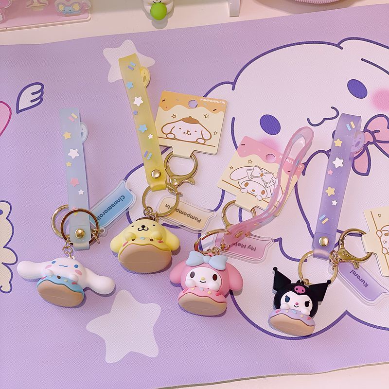 SANRIO Móc Khóa Bằng Silicon Hình Cinnamoroll My Melody Kuromi Dễ Thương Làm Quà Tặng Sinh Nhật