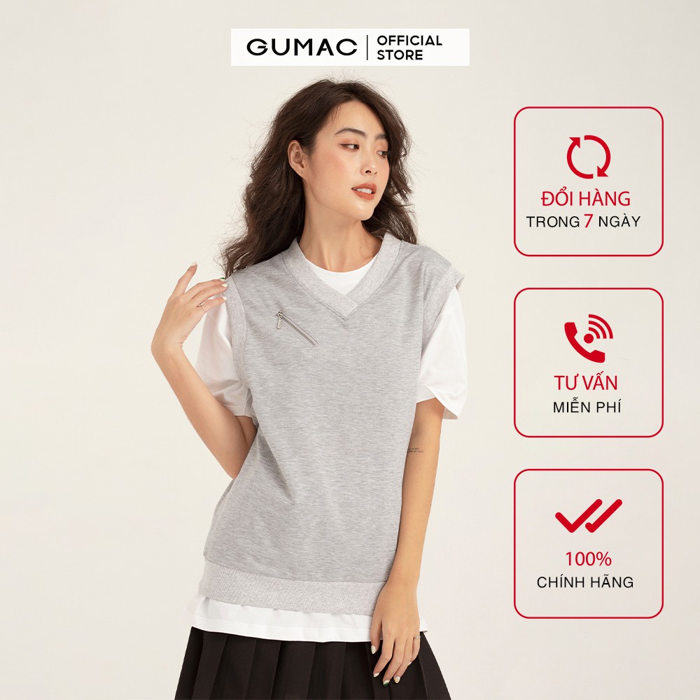 Áo ghi lê nữ phối khóa GUMAC màu xám freesize, phong cách Hàn Quốc AB1158 | BigBuy360 - bigbuy360.vn