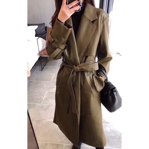 Áo khoác da dáng dài cao cấp