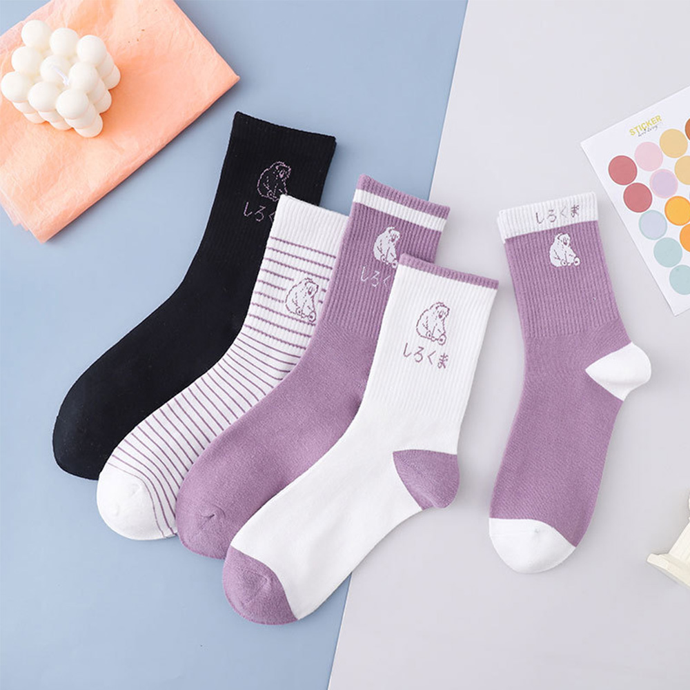 MOCHO Girls Cotton socks Cute Women socks Bear socks Middle Tube New Fashion Personality Cartoons Bear Pattern Personality | BigBuy360 - bigbuy360.vn
