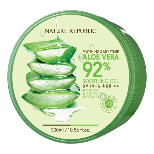 Gel lô hội Soothing & Moisture Aloe Vera 92% Nature Republic 300ml - Gel nha đam đa năng - Amora Skinlab