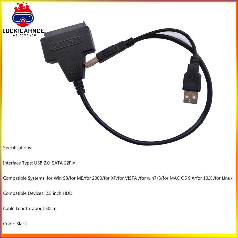 Dây Cáp Chuyển Đổi Usb2.0 Sang Sata 22pin Cho Ổ Cứng Hdd 2.5 " | BigBuy360 - bigbuy360.vn