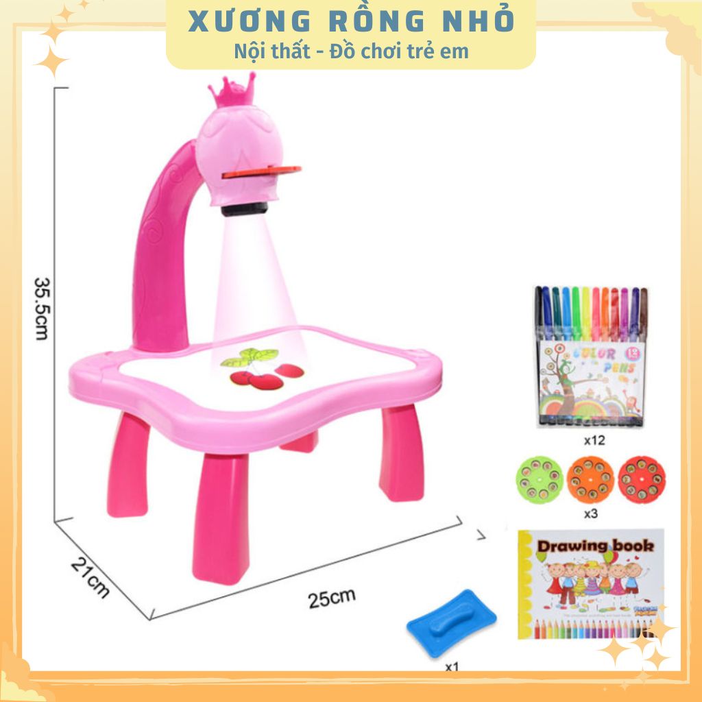 Bàn vẽ tranh thông minh có nhạc và đèn chiếu sáng cho bé tập vẽ - Máy chiếu vẽ tranh cho bé tập vẽ và tô màu vương miện