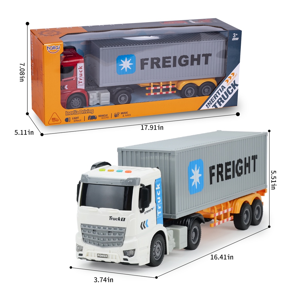 Xe Container Hai Màu Kèm 4 Chìa Khóa Và Đèn Và Nhạc Dành Cho Trẻ Em Tỉ Lệ 1: 16