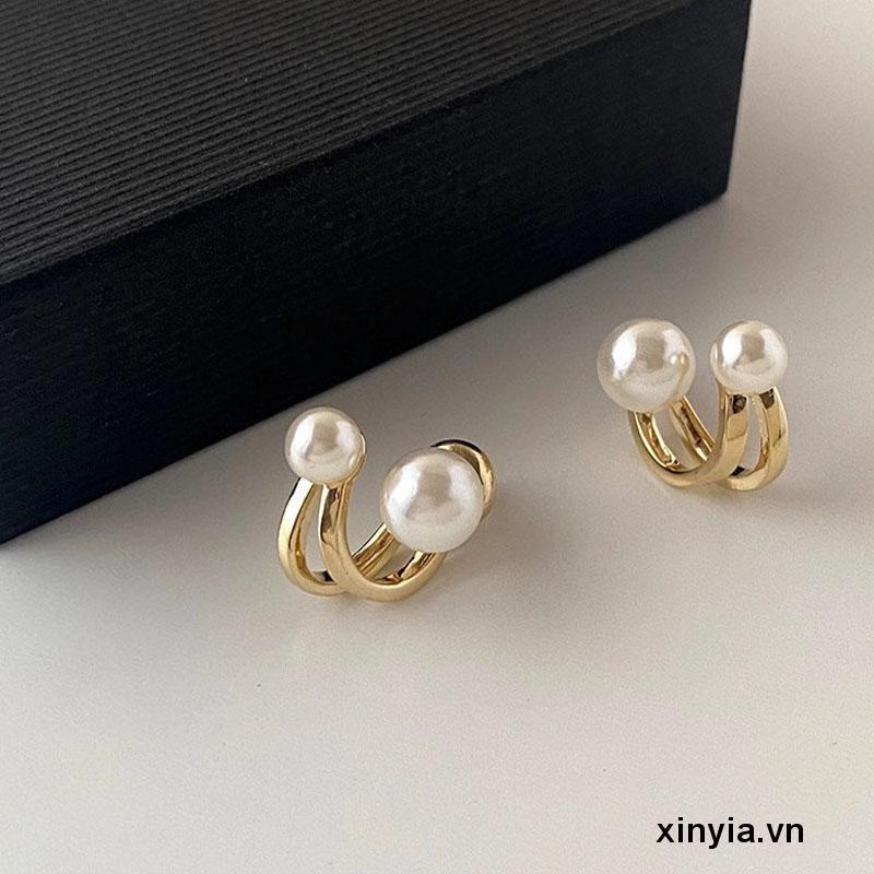 Bông tai mạ bạc 925 đính ngọc trai đơn giản thời trang phong cách Hàn Quốc