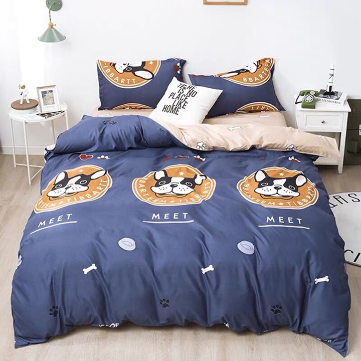 Bộ chăn ga gối drap giường chất cotton poly họa tiết Bull Meet