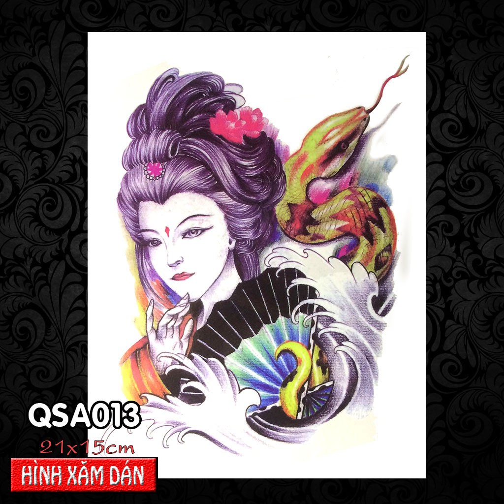 Hình Xăm Dán Geisha, Gái Nhật, Cô Gái Các Loại (21x15 cm)