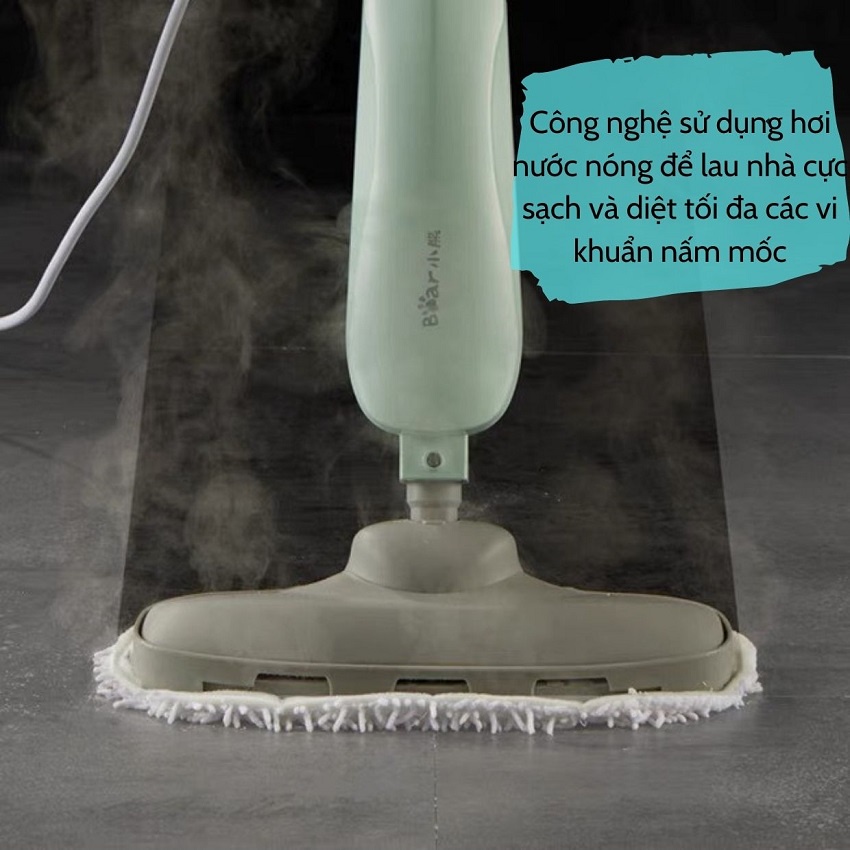 Cây lau nhà bằng hơi nước nóng cao cấp Bear ⚡FreeShip⚡ tiêu diệt 99% vi khuẩn sàn nhà khô bóng nhanh chóng tiện lợi