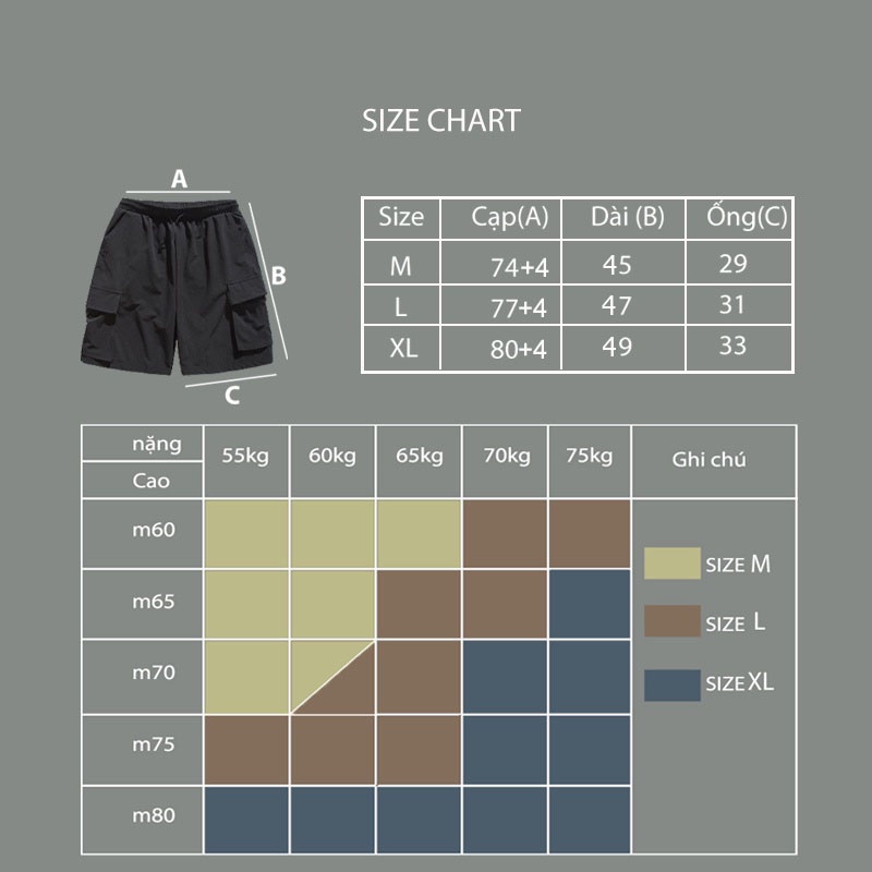 Quần short nam túi hộp Qthouse.quần đùi nam nữ thể thao lưng thun form rộng cargo shorts
