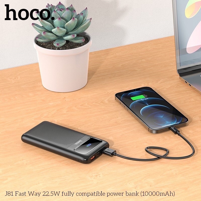 Pin dự phòng sạc nhanh Hoco J81 10000mAh hỗ trợ QC 3.0 và PD 20W - tích hợp 2 Input typeC và microUSB (màu ngẫu nhiên)
