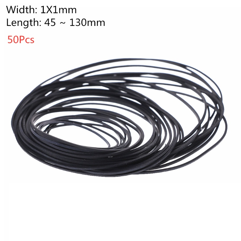 Bộ 50 cái đai máy truyền động phẳng bằng cao su 1mm 45-130mm cho băng cassette và máy thu nghe nhạc Walkman DVD