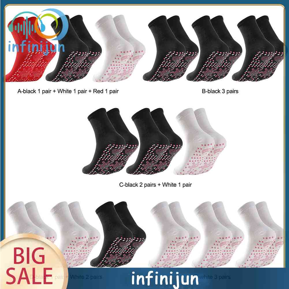 Bộ 3 Đôi Vớ Tourmaline Từ Tính Tự Sưởi Ấm Mát Xa Chân