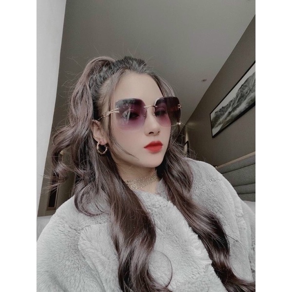 Kính mát nam nữ xi ốc Chanel đính đá cao cấp 021