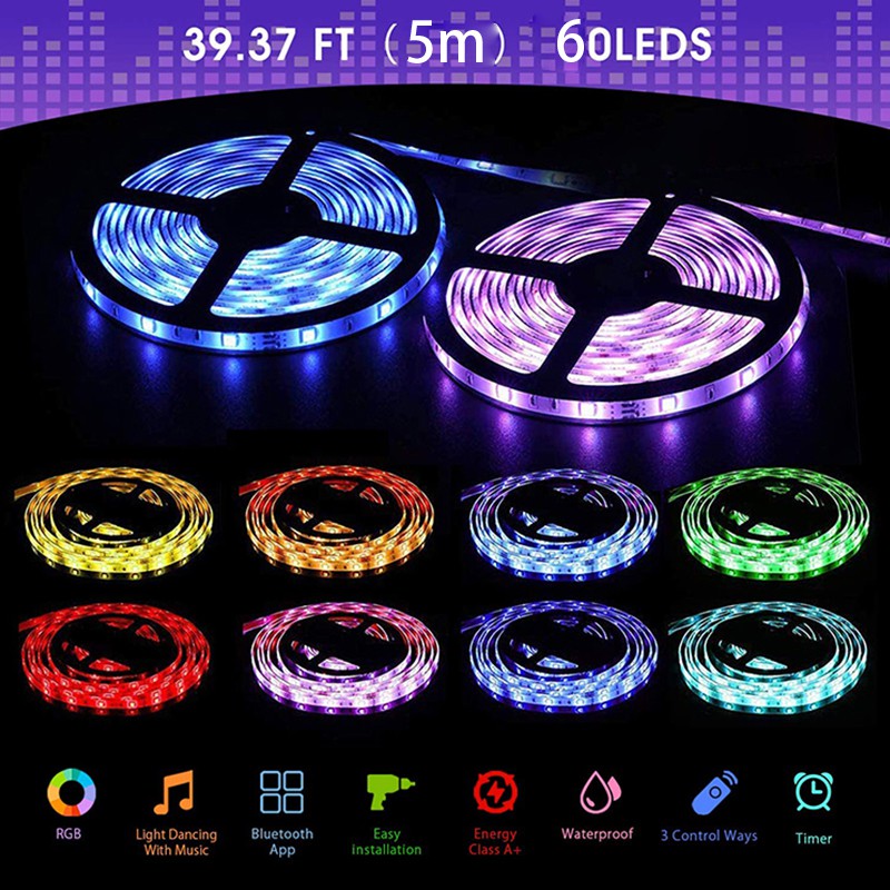 Dây Led cuộn 5m RGB 5050 7 Màu bọc silicon chống nước Led RGB trang trí dây dán đổi nhiều màu trang trí trong nhà