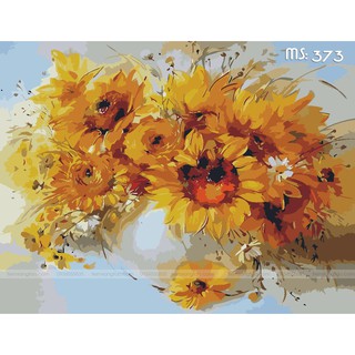 Tranh sơn dầu số hóa tự tô hoa cúc vàng 373