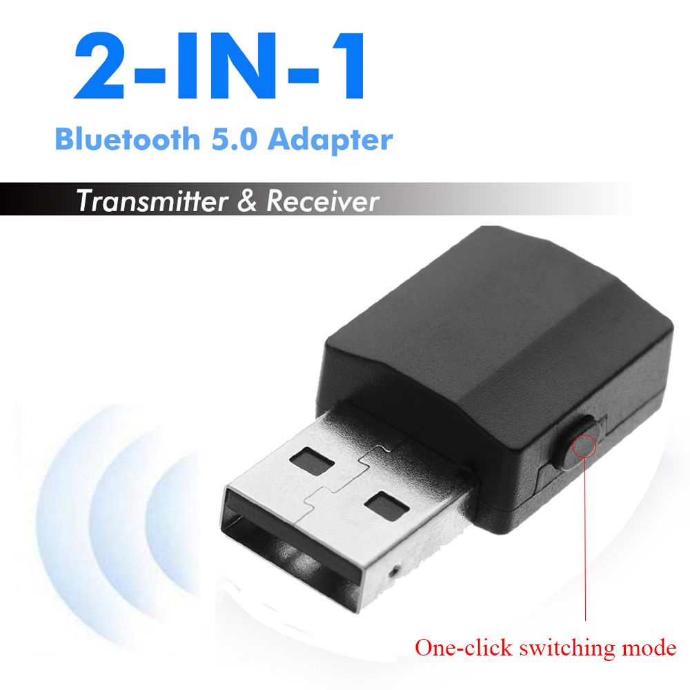 MAYSHOW Portable 2 in 1 Bluetooth 5.0 Adapter Speaker Headphone Music Audio Receiver USB Transmitter 3.5mm Stereo Mini One-click Switching Mode Wireless Dongle Digital Devices