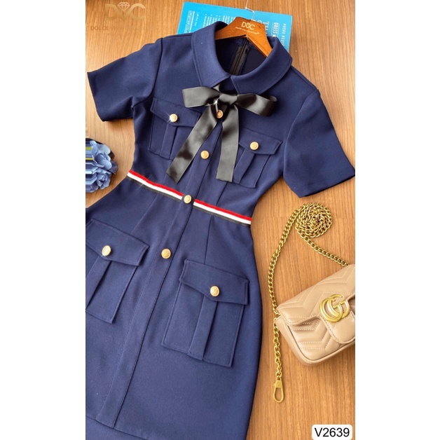 (HCM) Đầm nữ dự tiệc cột nơ đính nút sang trọng nổi bật siêu xinh - tiểu thư hàn quốc dành cho các quý chị em KME FASHIO